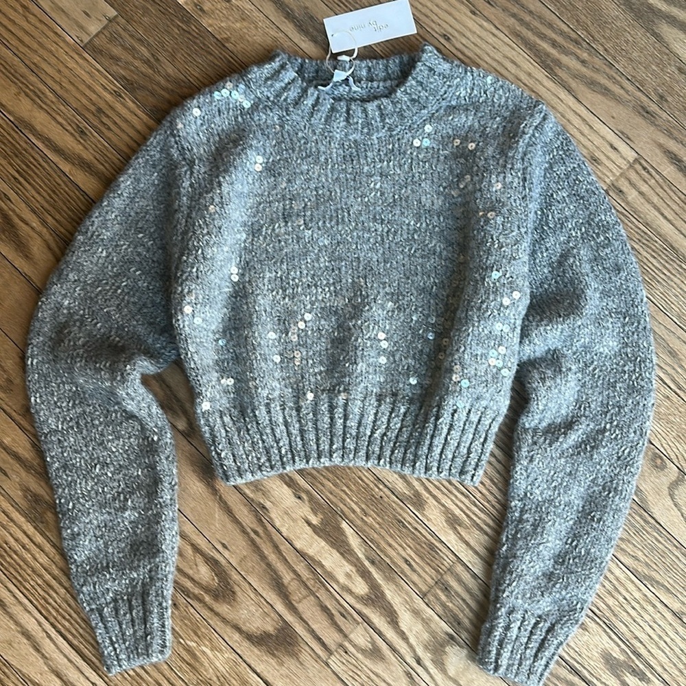 Edit By Nine Sequin embellished cropped sweater top size small NWT